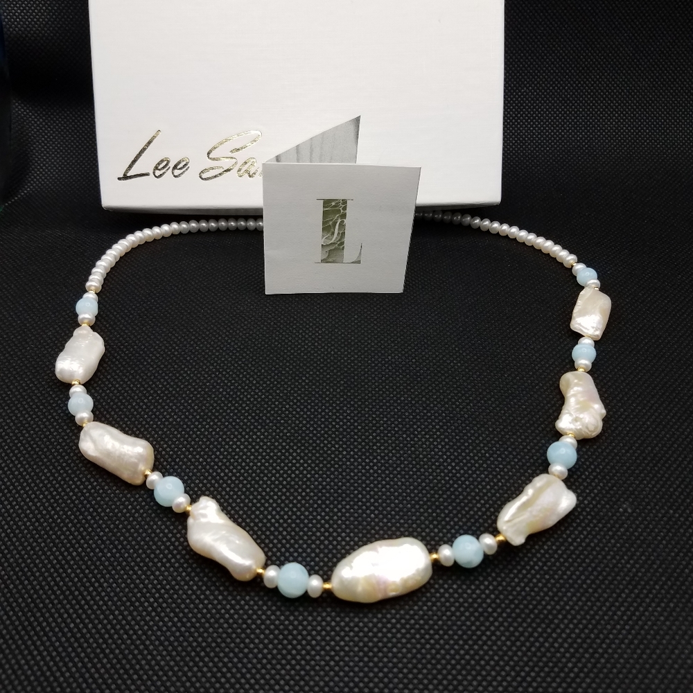 Lee Sands Mother of Pearl Nugget Necklace NIB